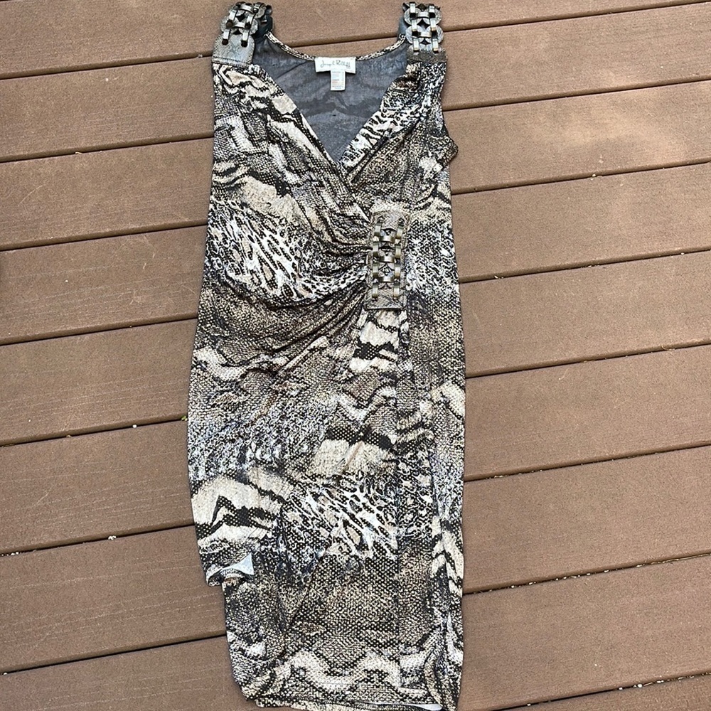 Joseph Ribkoff Animal Print Sleeveless Dress in Black and Cream